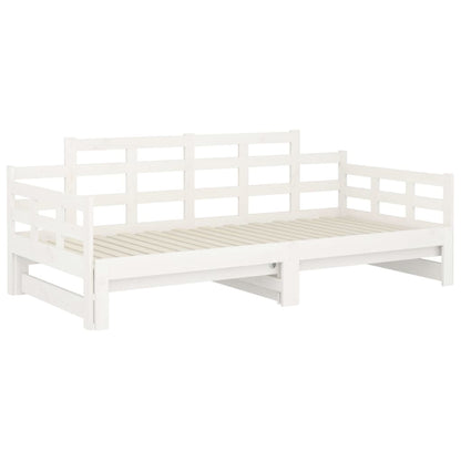 Dormeuse Estraibile Bianca Legno Massello di Pino 2x(90x200) cm | homemem39