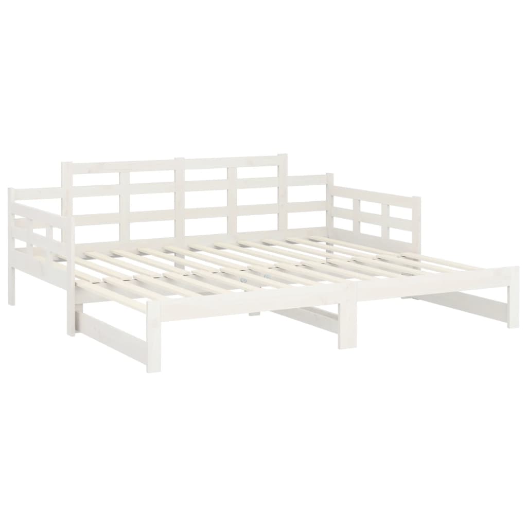 Dormeuse Estraibile Bianca Legno Massello di Pino 2x(90x200) cm | homemem39