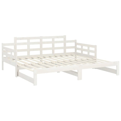 Dormeuse Estraibile Bianca Legno Massello di Pino 2x(90x200) cm | homemem39
