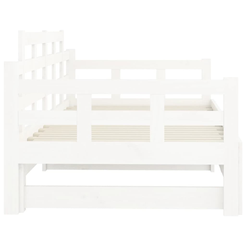 Dormeuse Estraibile Bianca Legno Massello di Pino 2x(90x200) cm | homemem39