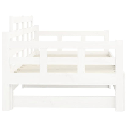 Dormeuse Estraibile Bianca Legno Massello di Pino 2x(90x200) cm | homemem39