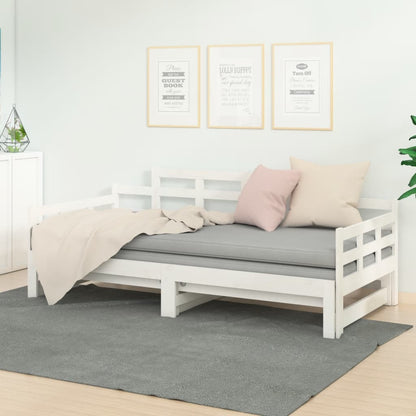 Dormeuse Estraibile Bianca Legno Massello di Pino 2x(90x200) cm | homemem39