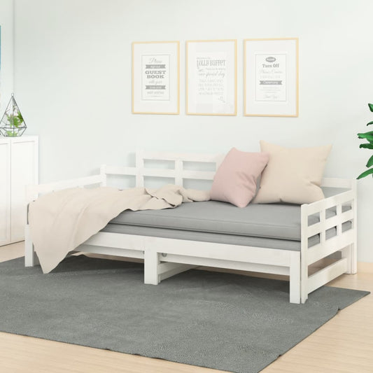 Dormeuse Estraibile Bianca Legno Massello di Pino 2x(90x200) cm | homemem39