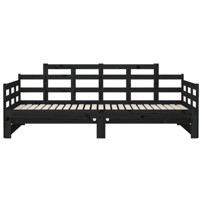 Dormeuse Estraibile Nera in Legno Massello di Pino 2x(90x200)cm - homemem39