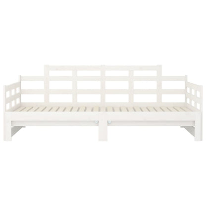 Dormeuse Estraibile Bianca Legno Massello di Pino 2x(80x200) cm - homemem39