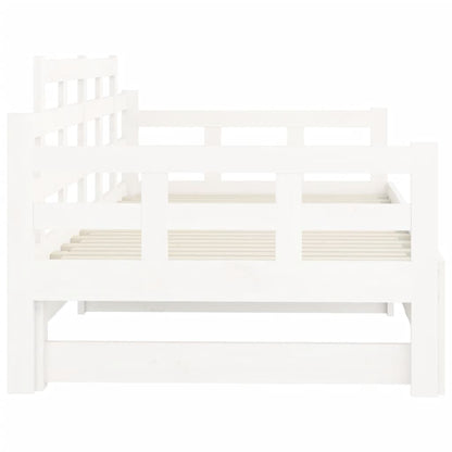 Dormeuse Estraibile Bianca Legno Massello di Pino 2x(80x200) cm - homemem39