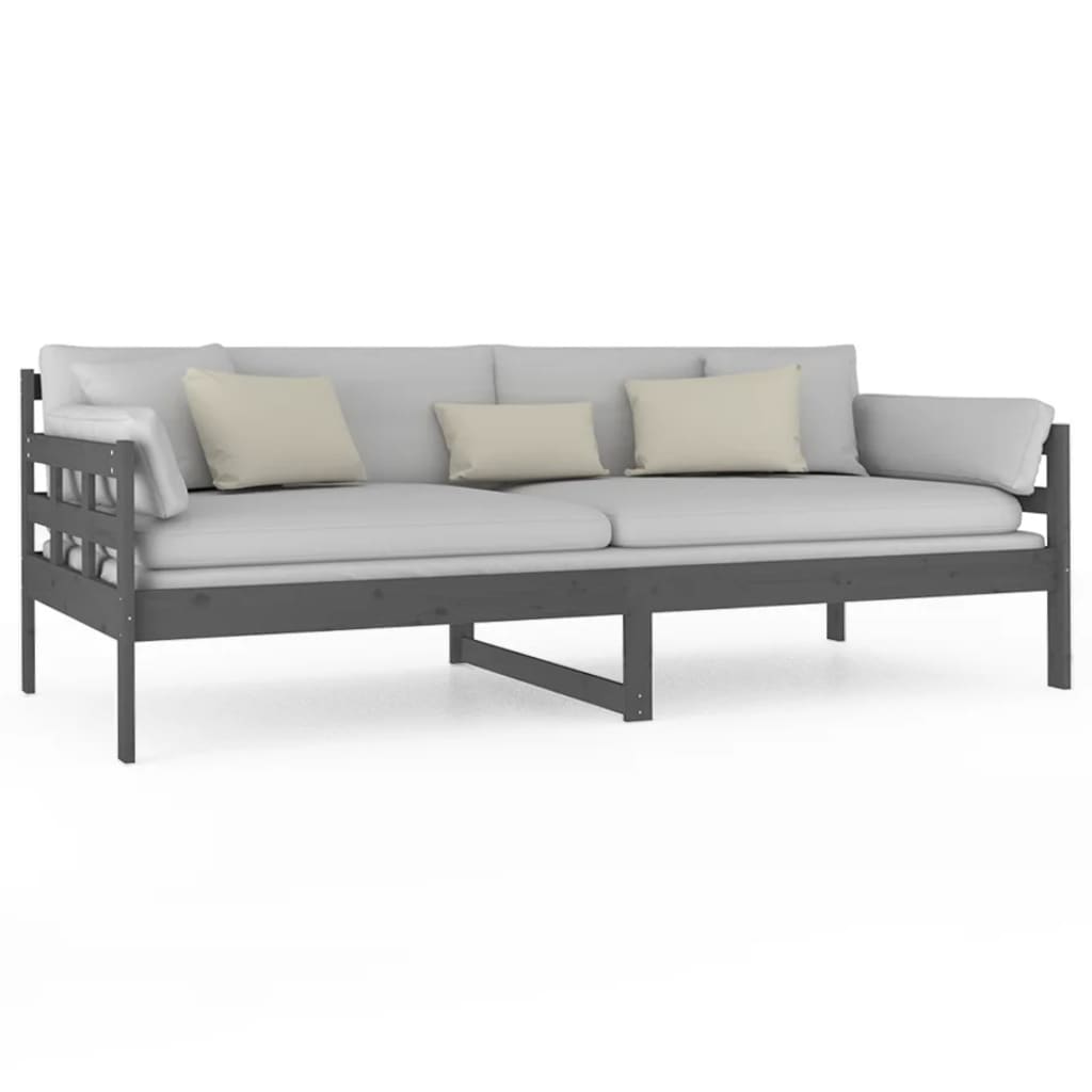 Dormeuse Grigia in Legno Massello di Pino 90x200 cm - homemem39