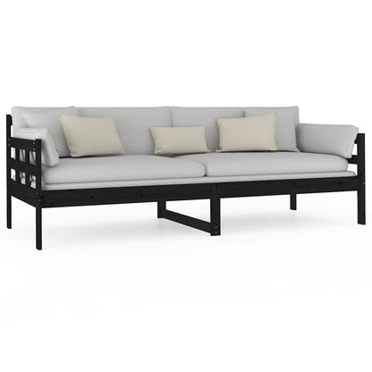 Dormeuse Nera in Legno Massello di Pino 80x200 cm
