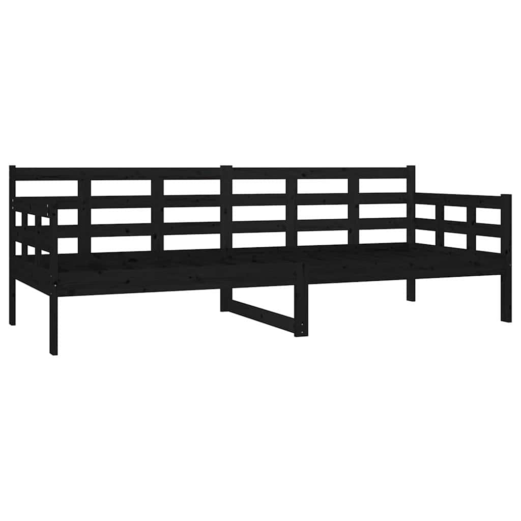 Dormeuse Nera in Legno Massello di Pino 80x200 cm