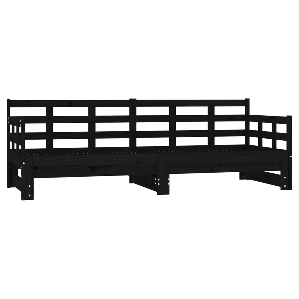 Dormeuse Estraibile Nera in Legno Massello di Pino 2x(80x200)cm - homemem39
