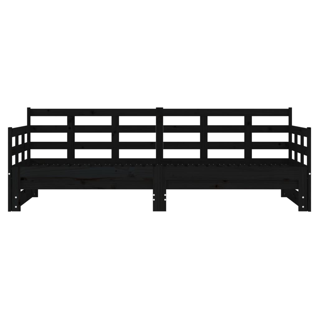 Dormeuse Estraibile Nera in Legno Massello di Pino 2x(80x200)cm - homemem39