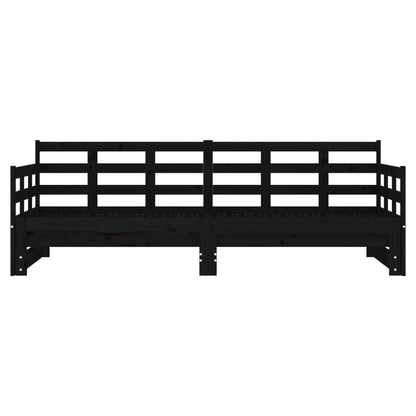 Dormeuse Estraibile Nera in Legno Massello di Pino 2x(80x200)cm - homemem39