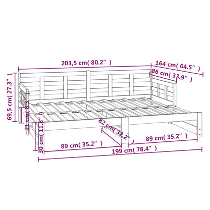 Dormeuse Estraibile Nera in Legno Massello di Pino 2x(80x200)cm - homemem39