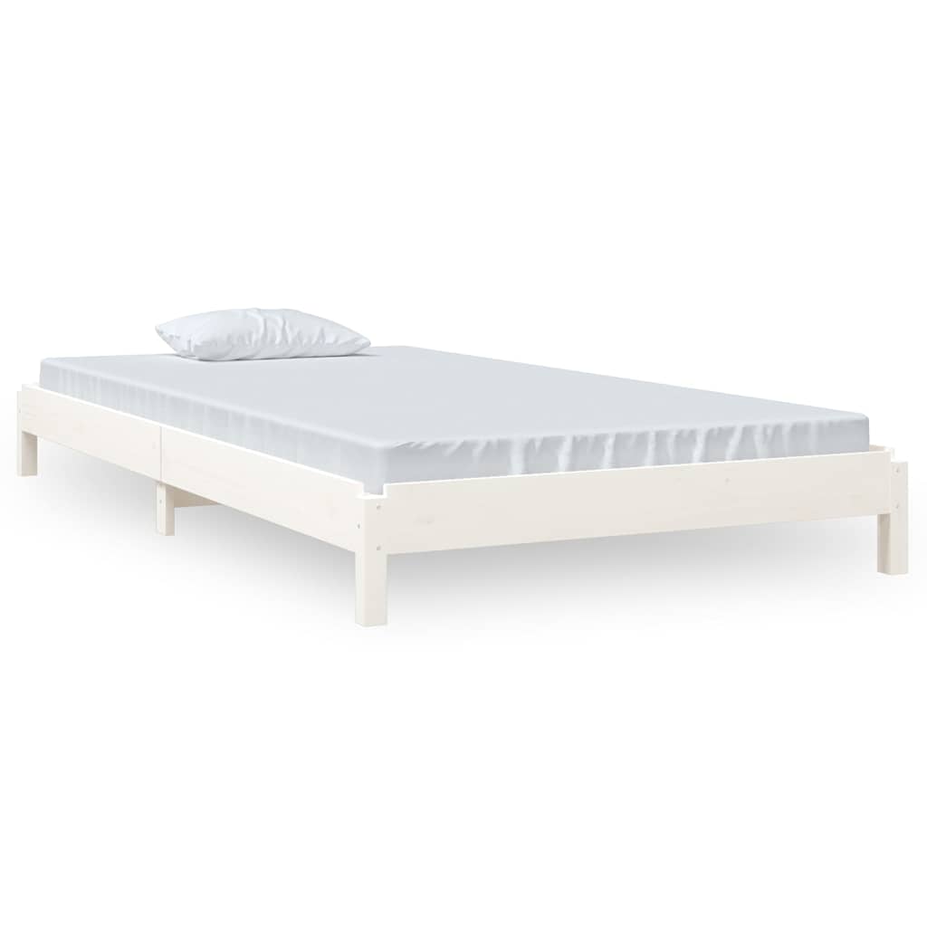 Letto Impilabile Bianco 100x200cm in Legno Massello di Pino