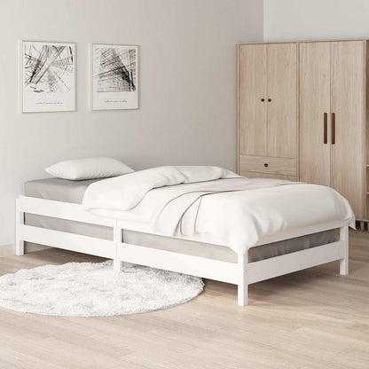 Letto Impilabile Bianco 100x200cm in Legno Massello di Pino