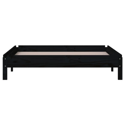 Letto Impilabile Nero 100x200cm in Legno Massello di Pino - homemem39