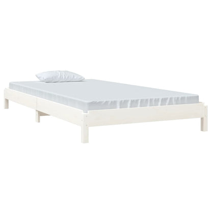 Letto Impilabile Bianco 90x200cm in Legno Massello di Pino - homemem39