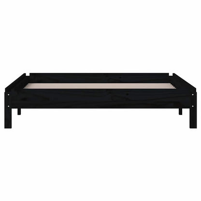 Letto Impilabile Nero 90x200cm in Legno Massello di Pino