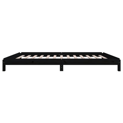 Letto Impilabile Nero 90x200cm in Legno Massello di Pino - homemem39