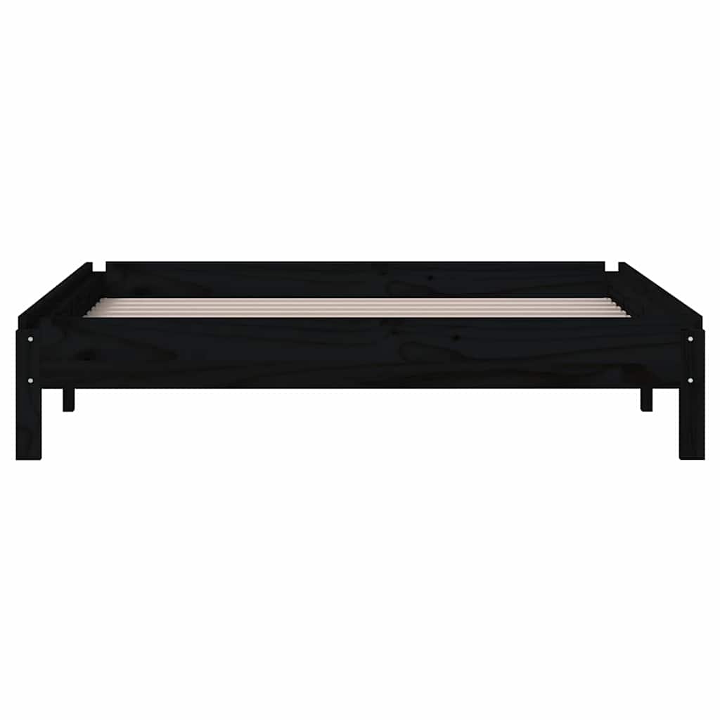 Letto Impilabile Nero 80x200 cm in Legno Massello di Pino