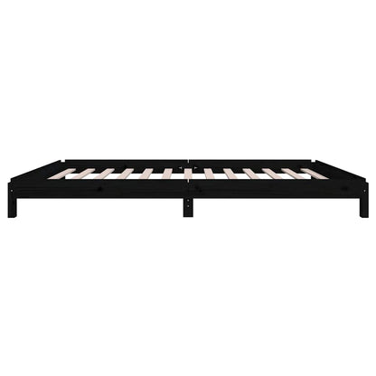 Letto Impilabile Nero 80x200 cm in Legno Massello di Pino