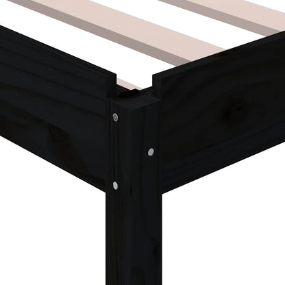 Letto Impilabile Nero 80x200 cm in Legno Massello di Pino