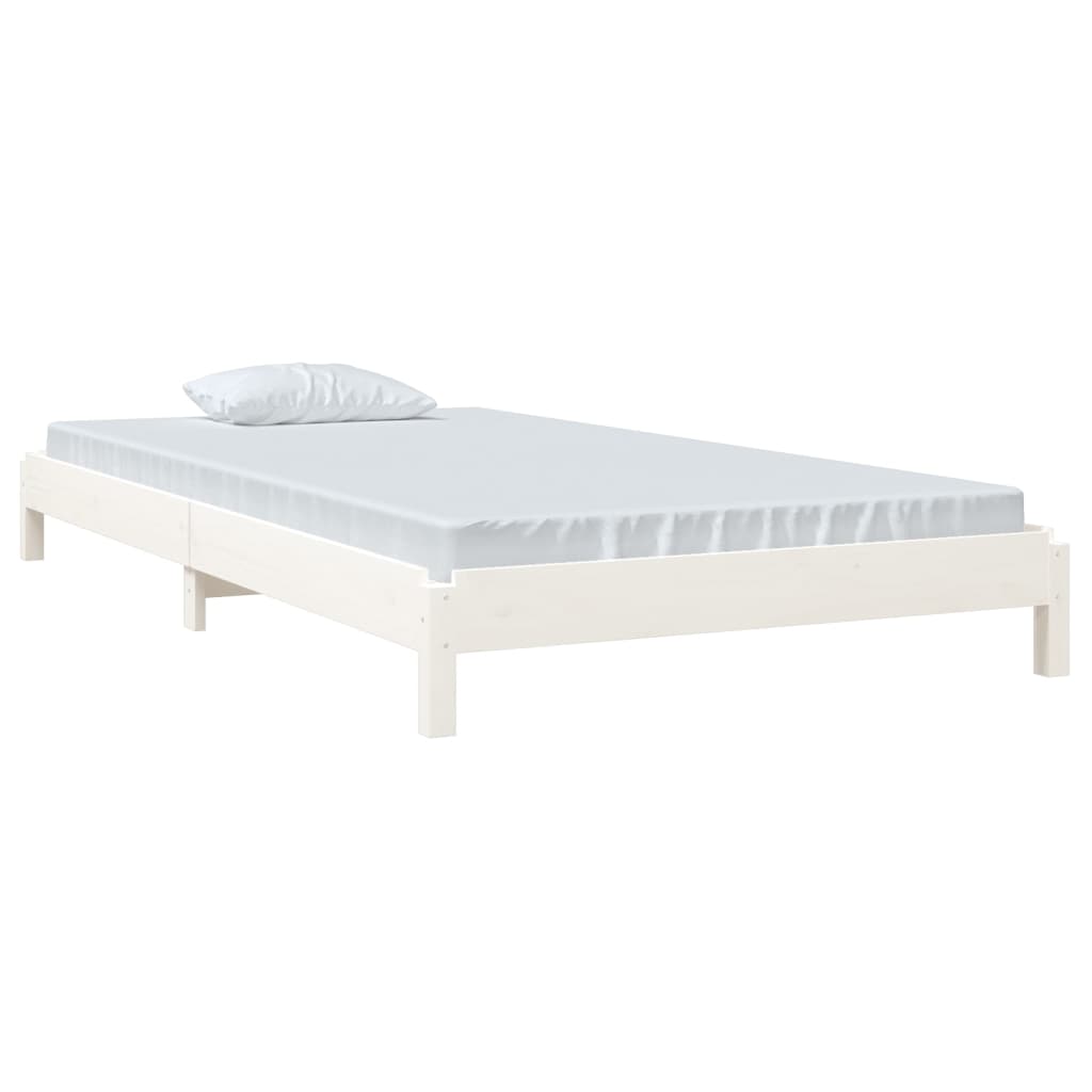 Letto Impilabile Bianco 90x190 cm in Legno Massello di Pino - homemem39