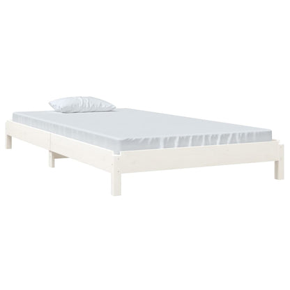 Letto Impilabile Bianco 90x190 cm in Legno Massello di Pino - homemem39