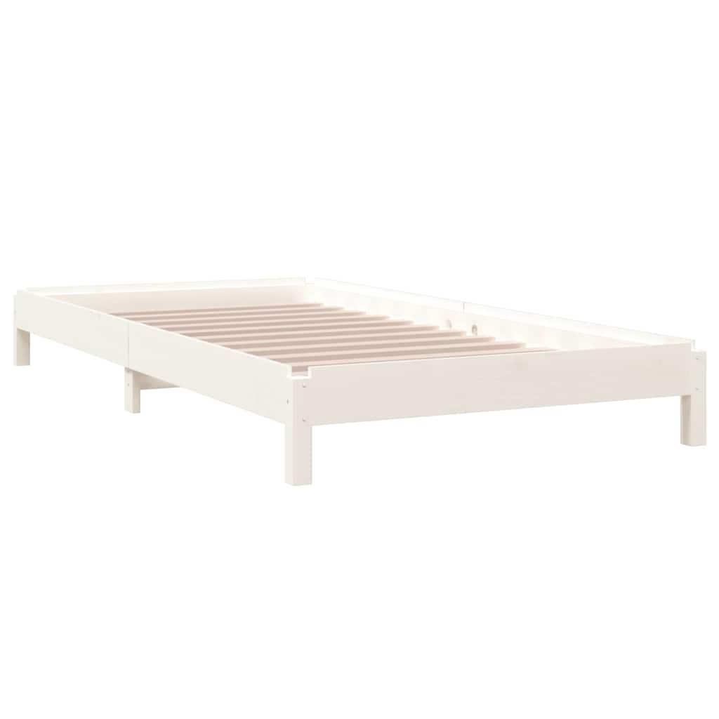 Letto Impilabile Bianco 90x190 cm in Legno Massello di Pino