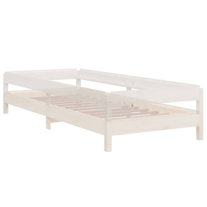 Letto Impilabile Bianco 90x190 cm in Legno Massello di Pino