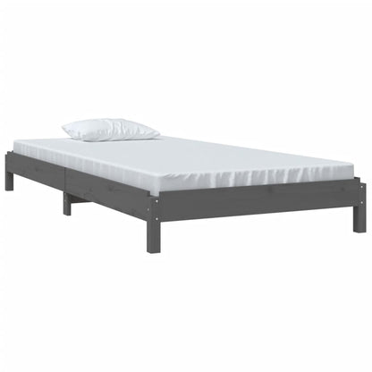 Letto Impilabile Grigio 75x190 cm in Legno Massello di Pino - homemem39