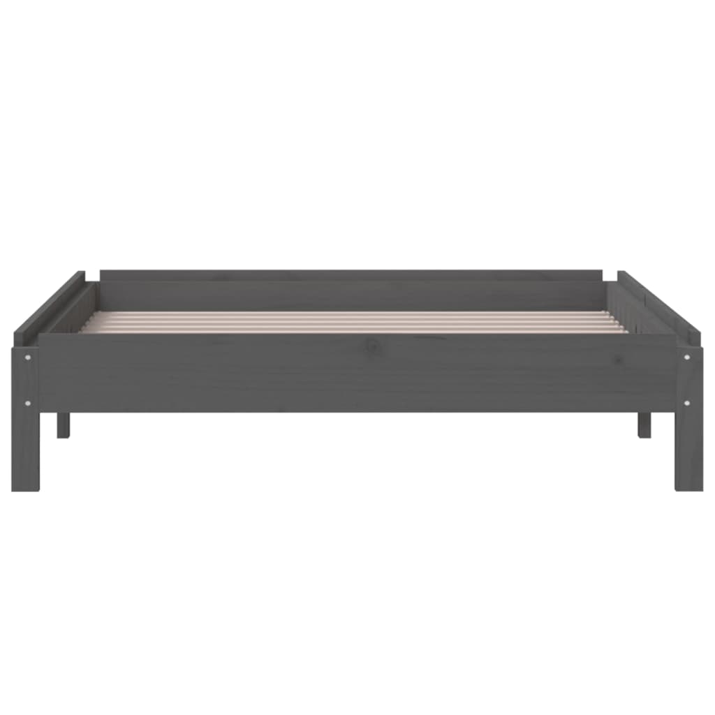 Letto Impilabile Grigio 75x190 cm in Legno Massello di Pino - homemem39