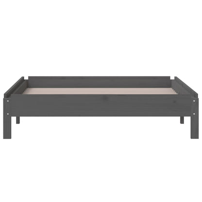 Letto Impilabile Grigio 75x190 cm in Legno Massello di Pino - homemem39