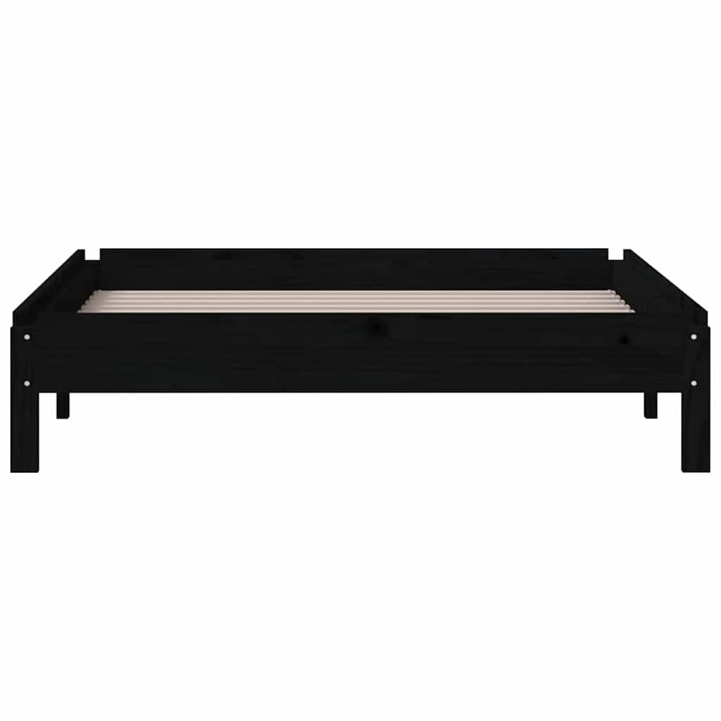 Letto Impilabile Nero 75x190 cm in Legno Massello di Pino