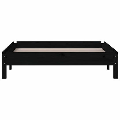 Letto Impilabile Nero 75x190 cm in Legno Massello di Pino