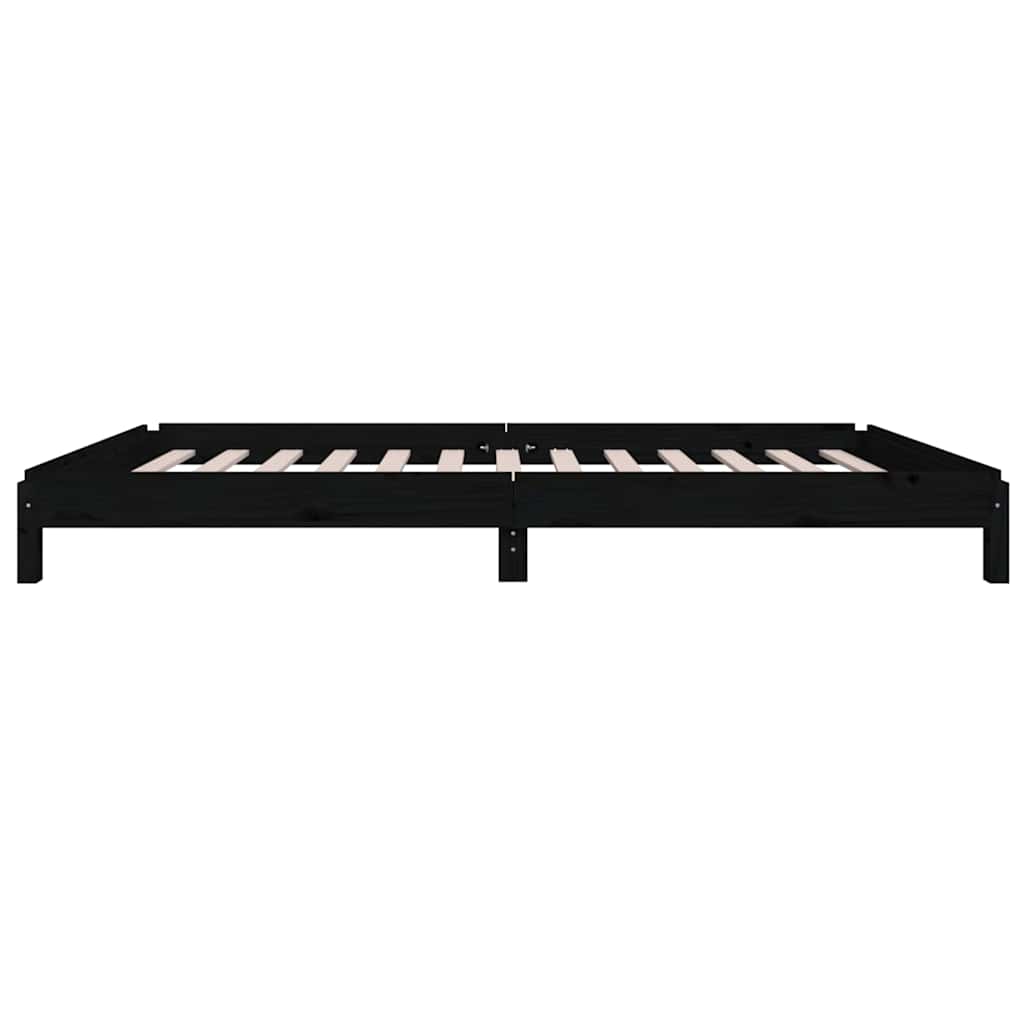 Letto Impilabile Nero 75x190 cm in Legno Massello di Pino