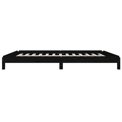 Letto Impilabile Nero 75x190 cm in Legno Massello di Pino