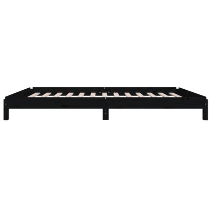 Letto Impilabile Nero 75x190 cm in Legno Massello di Pino - homemem39