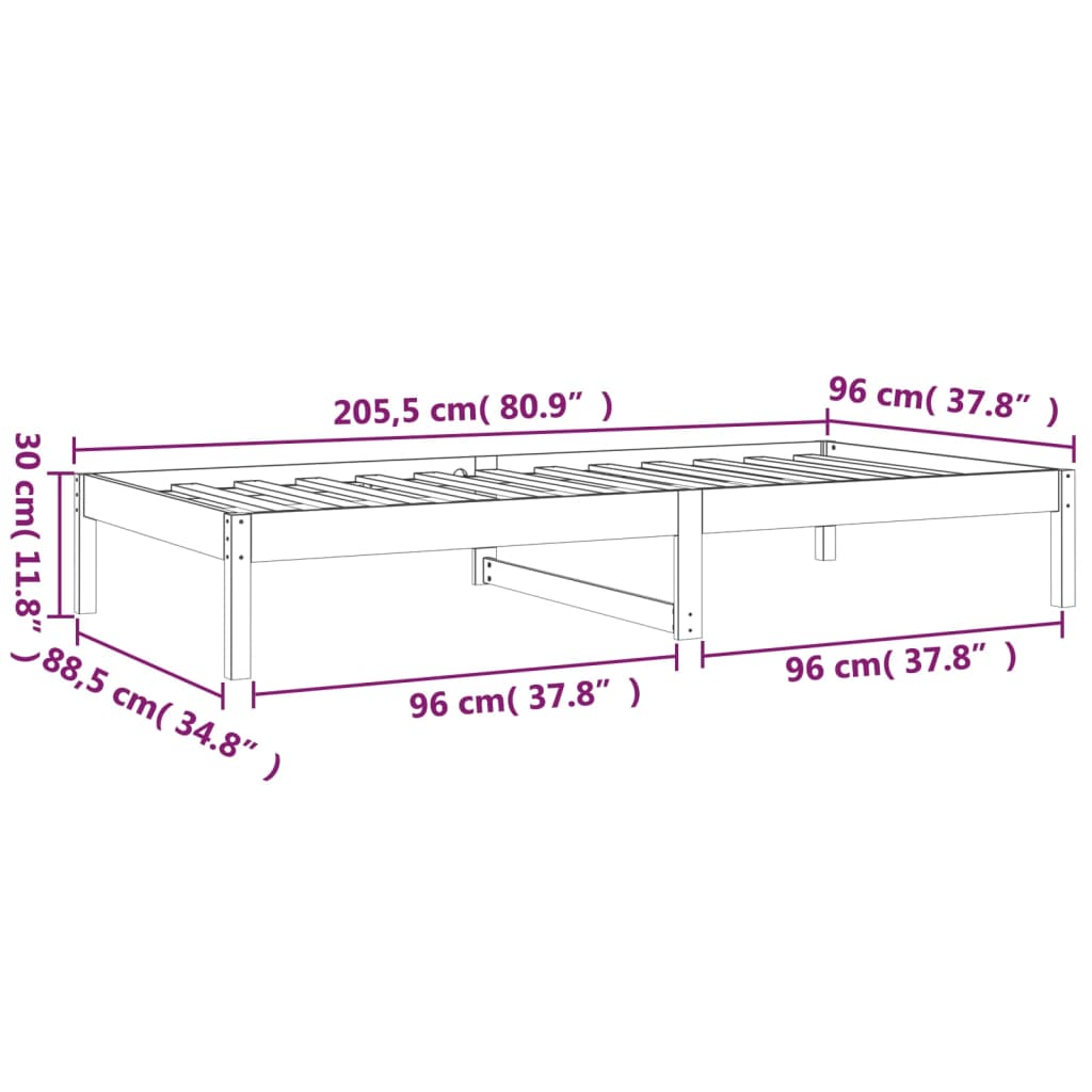 Dormeuse senza Materasso Bianca 90x200 cm Legno Massello Pino | homemem39
