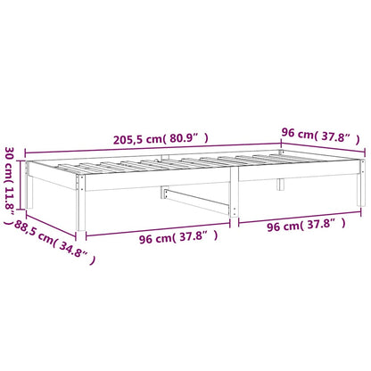 Dormeuse senza Materasso Bianca 90x200 cm Legno Massello Pino