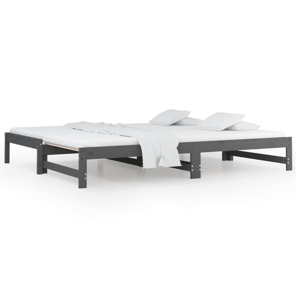 Dormeuse Estraibile Grigia 2x(90x200) cm Legno Massello di Pino - homemem39