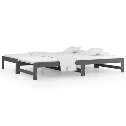 Dormeuse Estraibile Grigia 2x(90x200) cm Legno Massello di Pino - homemem39