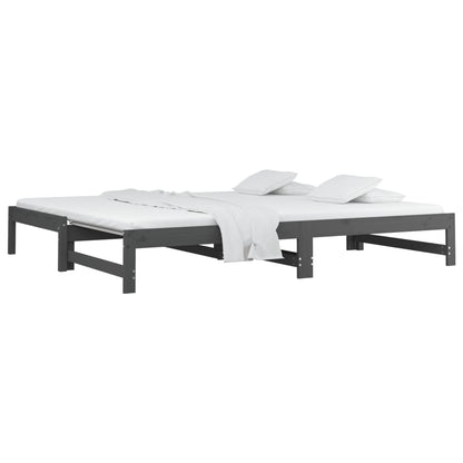 Dormeuse Estraibile Grigia 2x(90x200) cm Legno Massello di Pino - homemem39