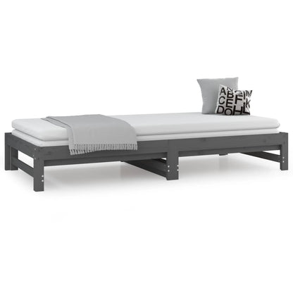 Dormeuse Estraibile Grigia 2x(90x200) cm Legno Massello di Pino - homemem39