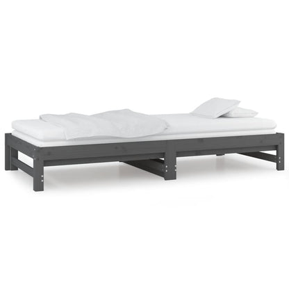 Dormeuse Estraibile Grigia 2x(90x200) cm Legno Massello di Pino - homemem39