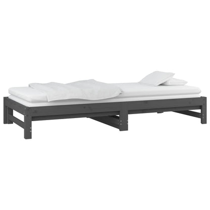 Dormeuse Estraibile Grigia 2x(90x200) cm Legno Massello di Pino - homemem39