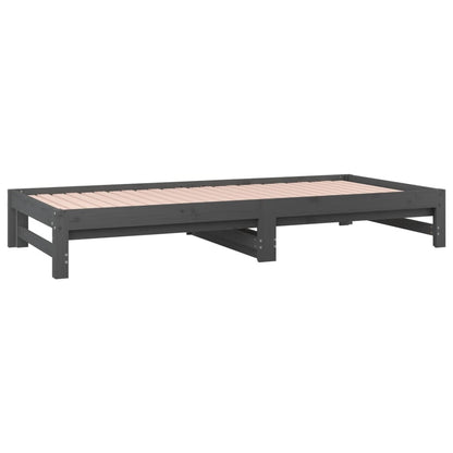 Dormeuse Estraibile Grigia 2x(90x200) cm Legno Massello di Pino - homemem39