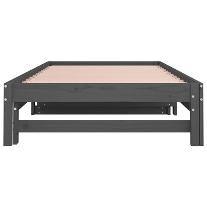 Dormeuse Estraibile Grigia 2x(90x200) cm Legno Massello di Pino - homemem39