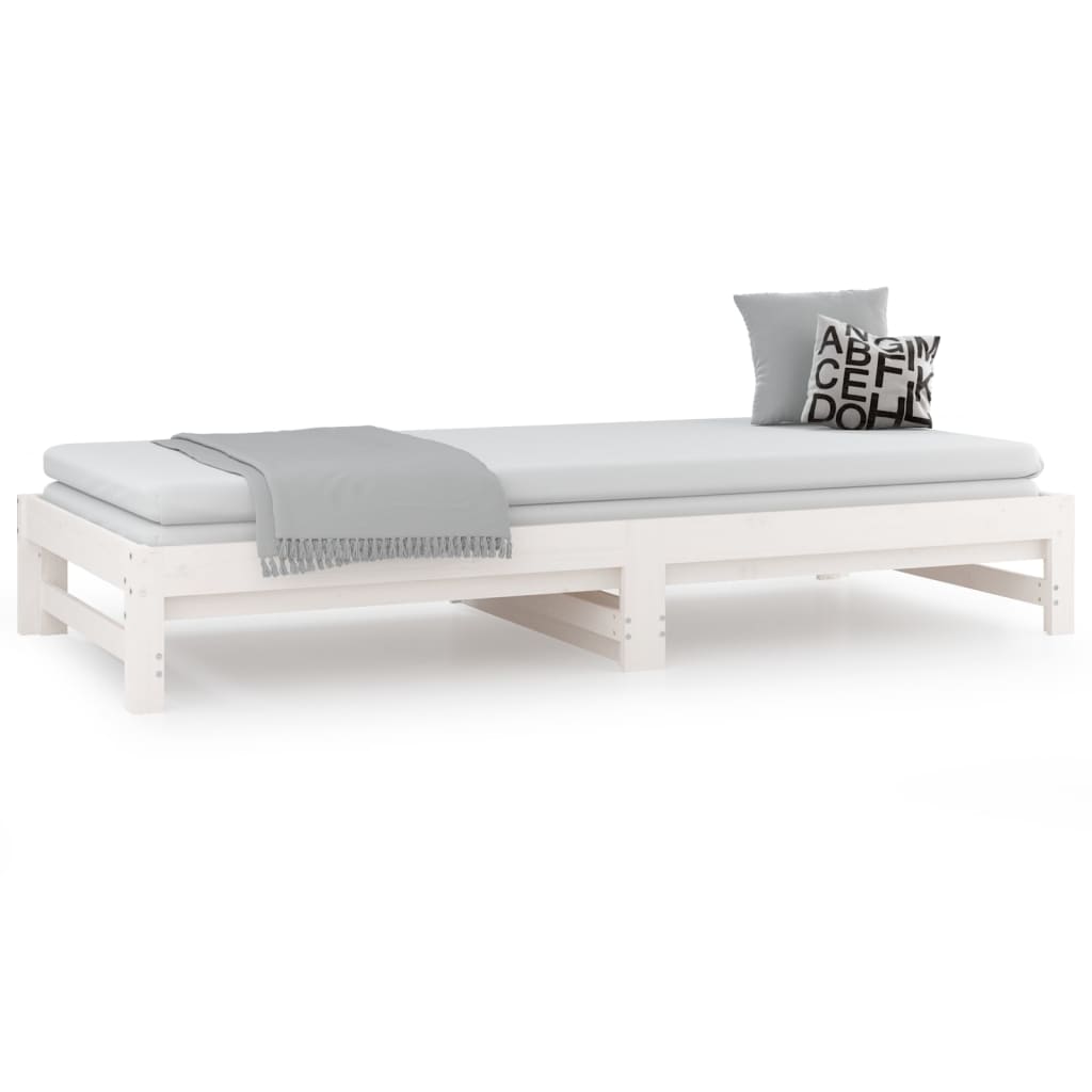 Dormeuse Estraibile Bianca 2x(80x200) cm Legno Massello di Pino | homemem39