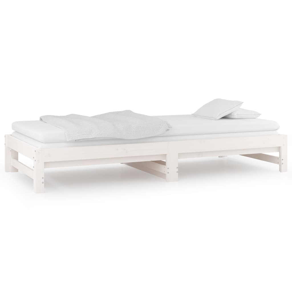 Dormeuse Estraibile Bianca 2x(80x200) cm Legno Massello di Pino | homemem39